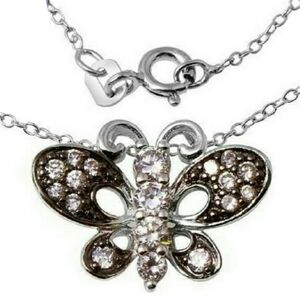 Sterling Silver Cubic Zirconia Butterfly Necklace Brand new in box